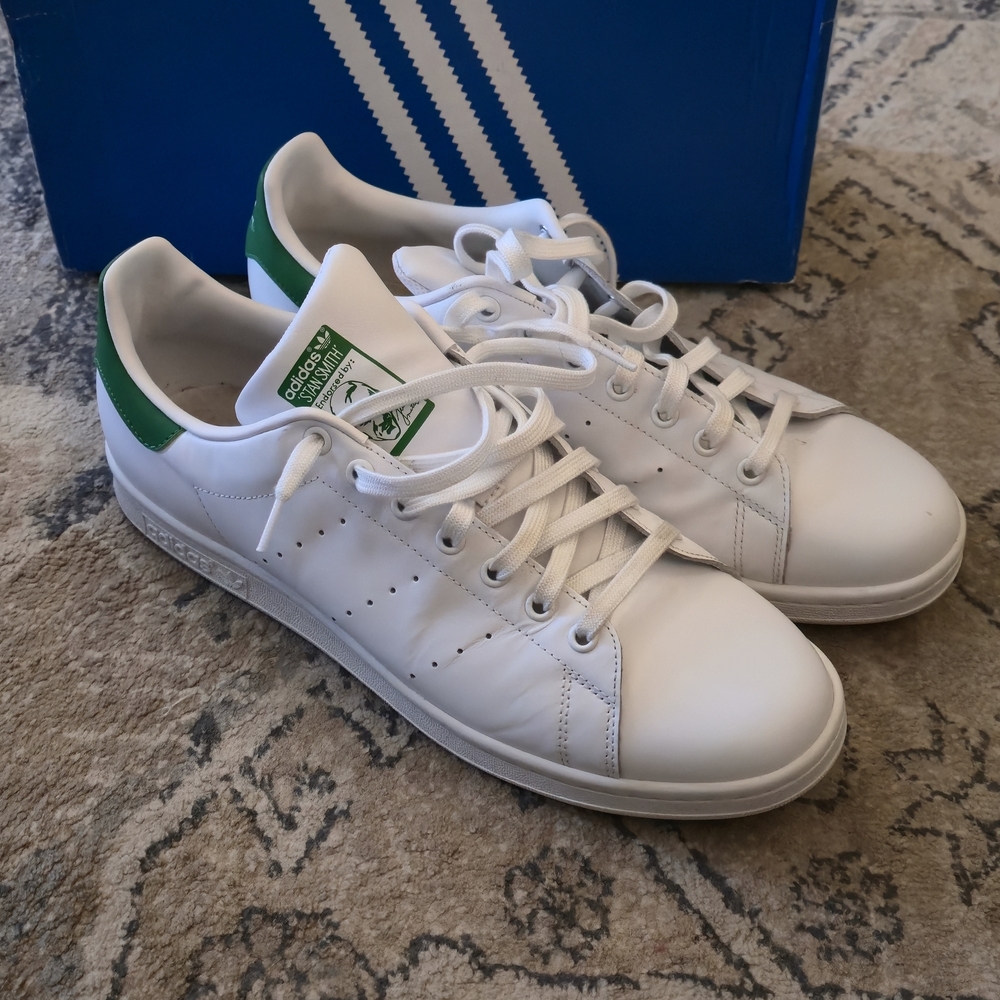 adidas White & Green Men's Tennis Sneakers